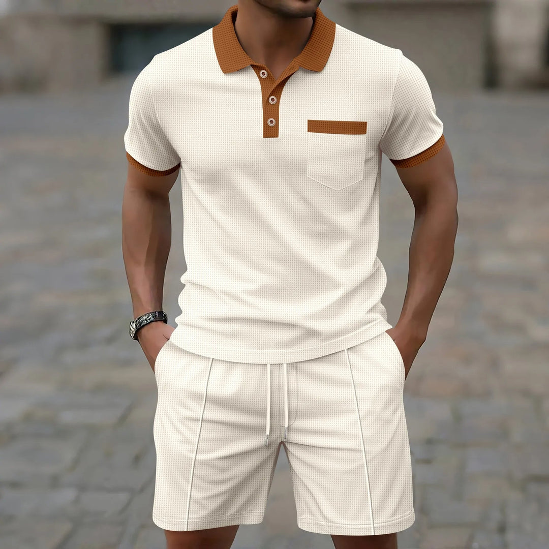 Capri bomuld sæt - vintage polo & shorts matchende til mænd
