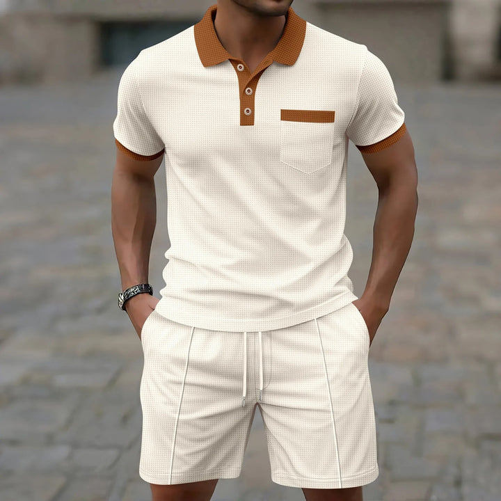 Capri bomuld sæt - vintage polo & shorts matchende til mænd