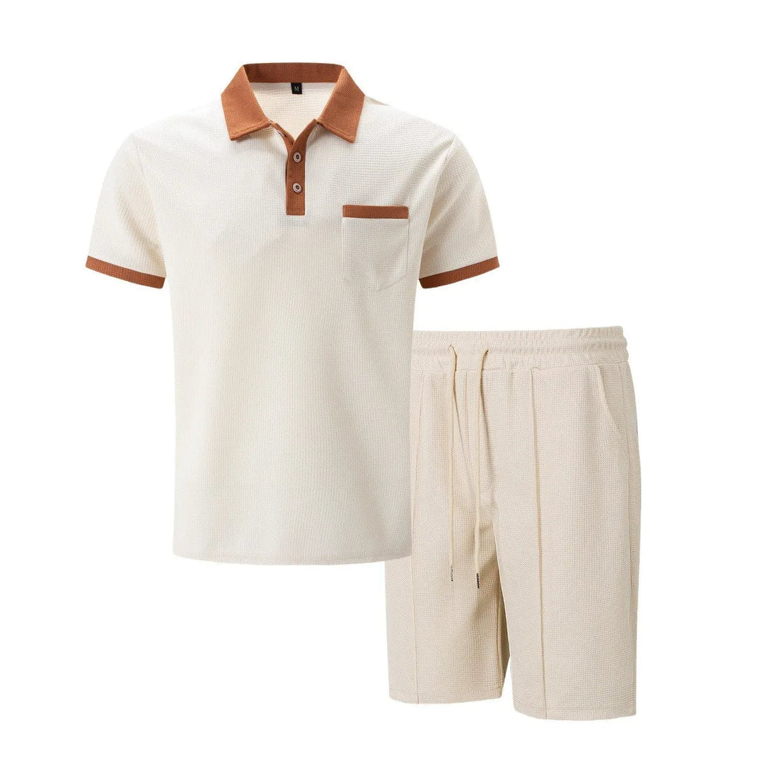 Capri bomuld sæt - vintage polo & shorts matchende til mænd