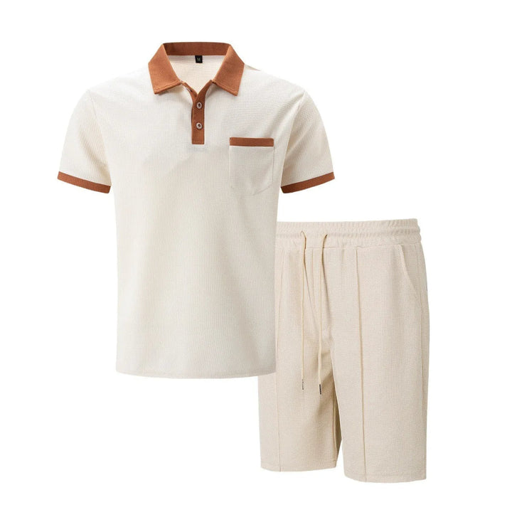 Capri bomuld sæt - vintage polo & shorts matchende til mænd