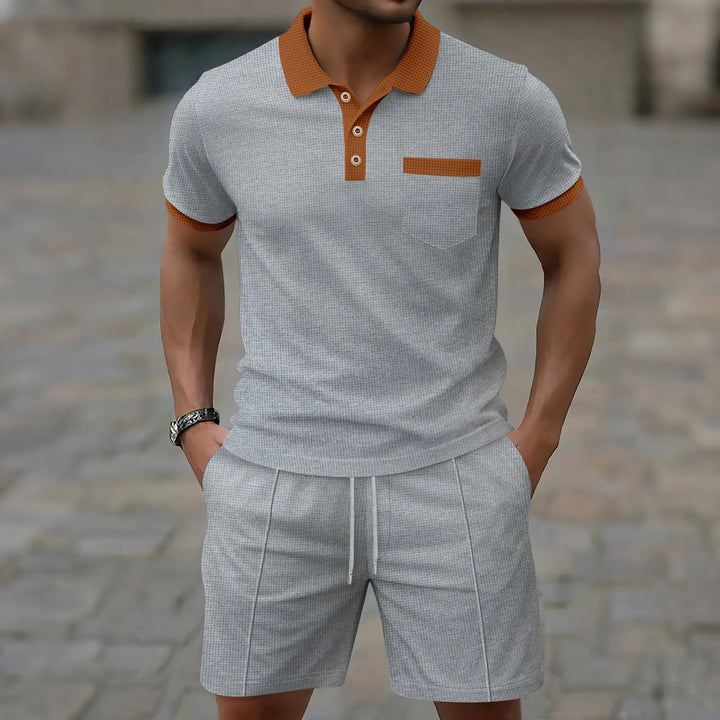 Capri bomuld sæt - vintage polo & shorts matchende til mænd