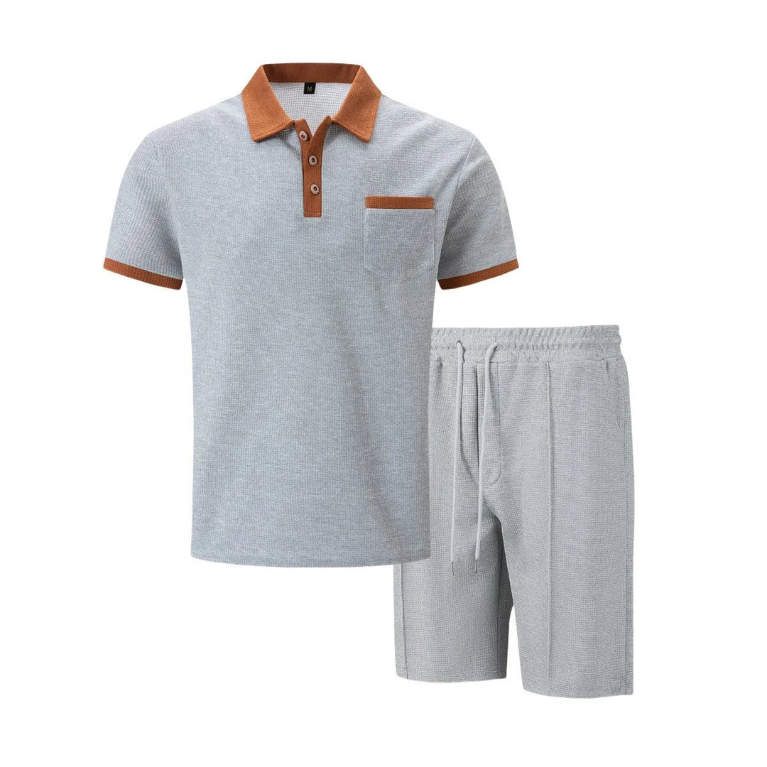 Capri bomuld sæt - vintage polo & shorts matchende til mænd