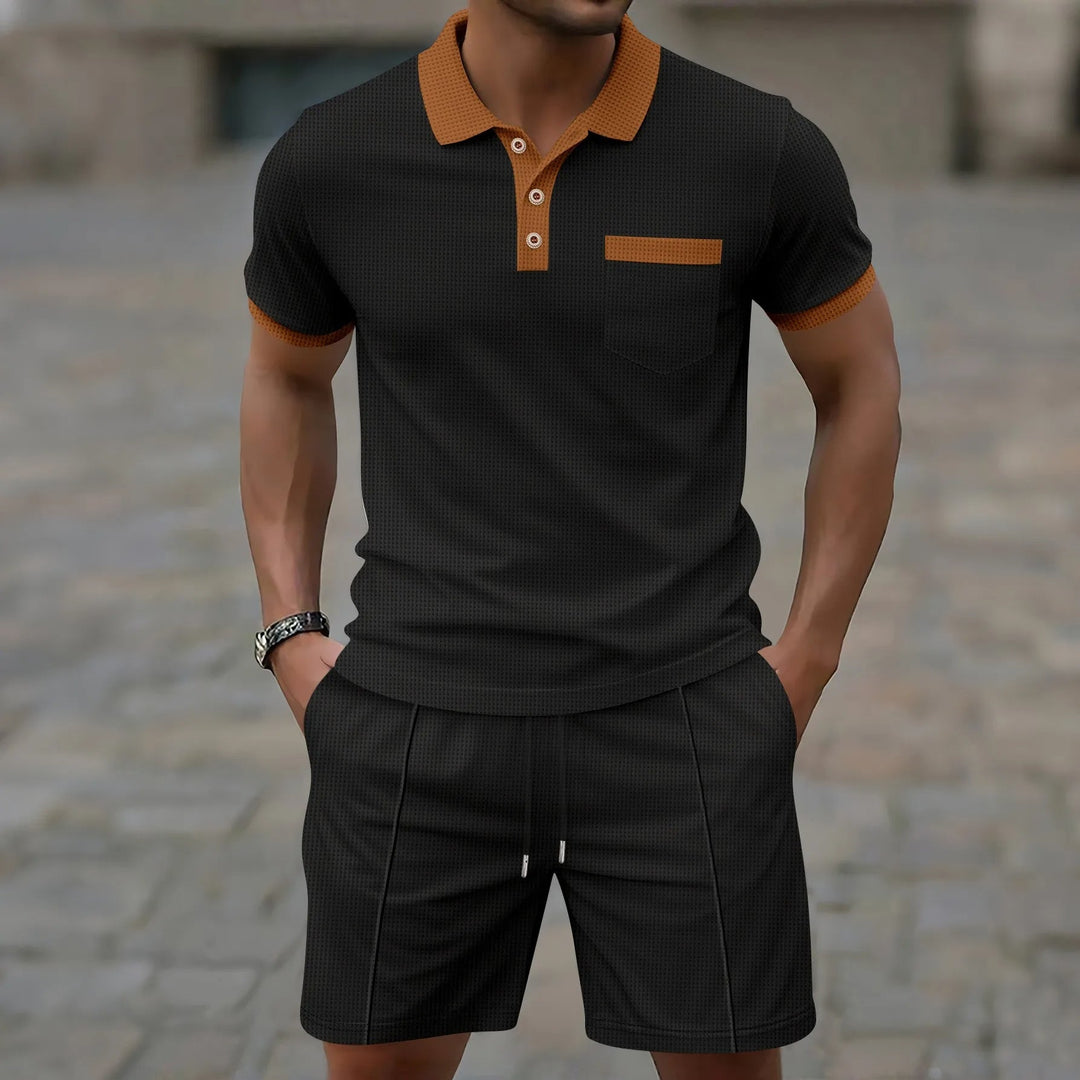 Capri bomuld sæt - vintage polo & shorts matchende til mænd