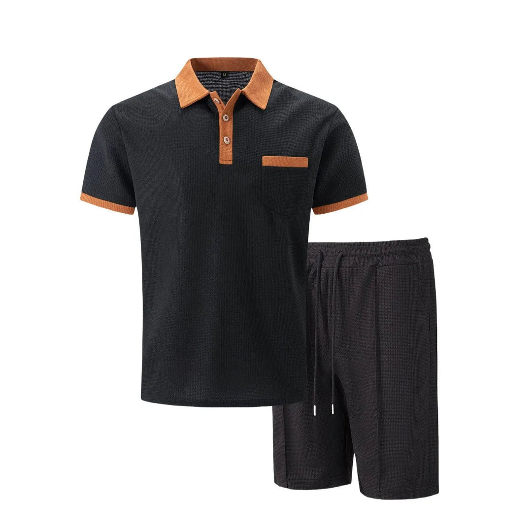 Capri bomuld sæt - vintage polo & shorts matchende til mænd