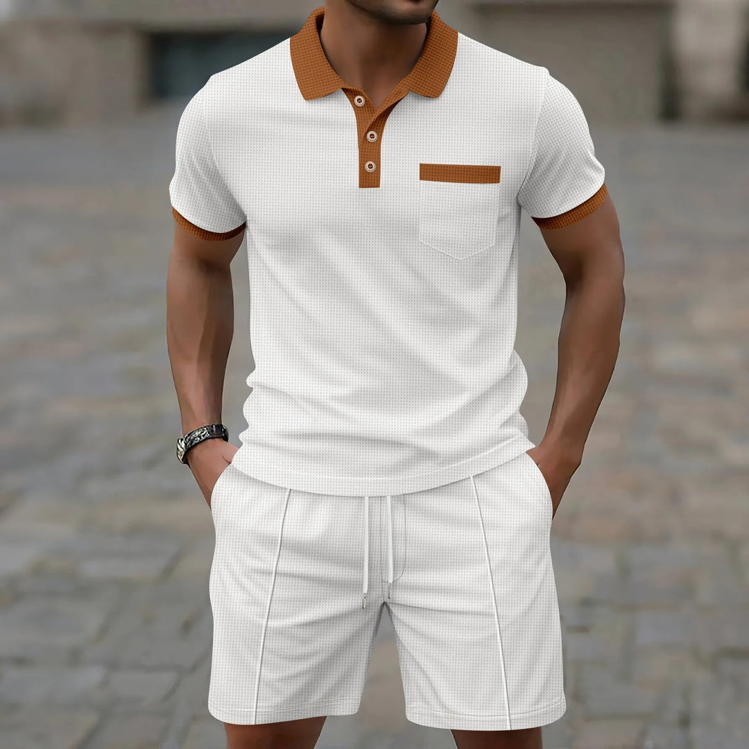 Capri bomuld sæt - vintage polo & shorts matchende til mænd