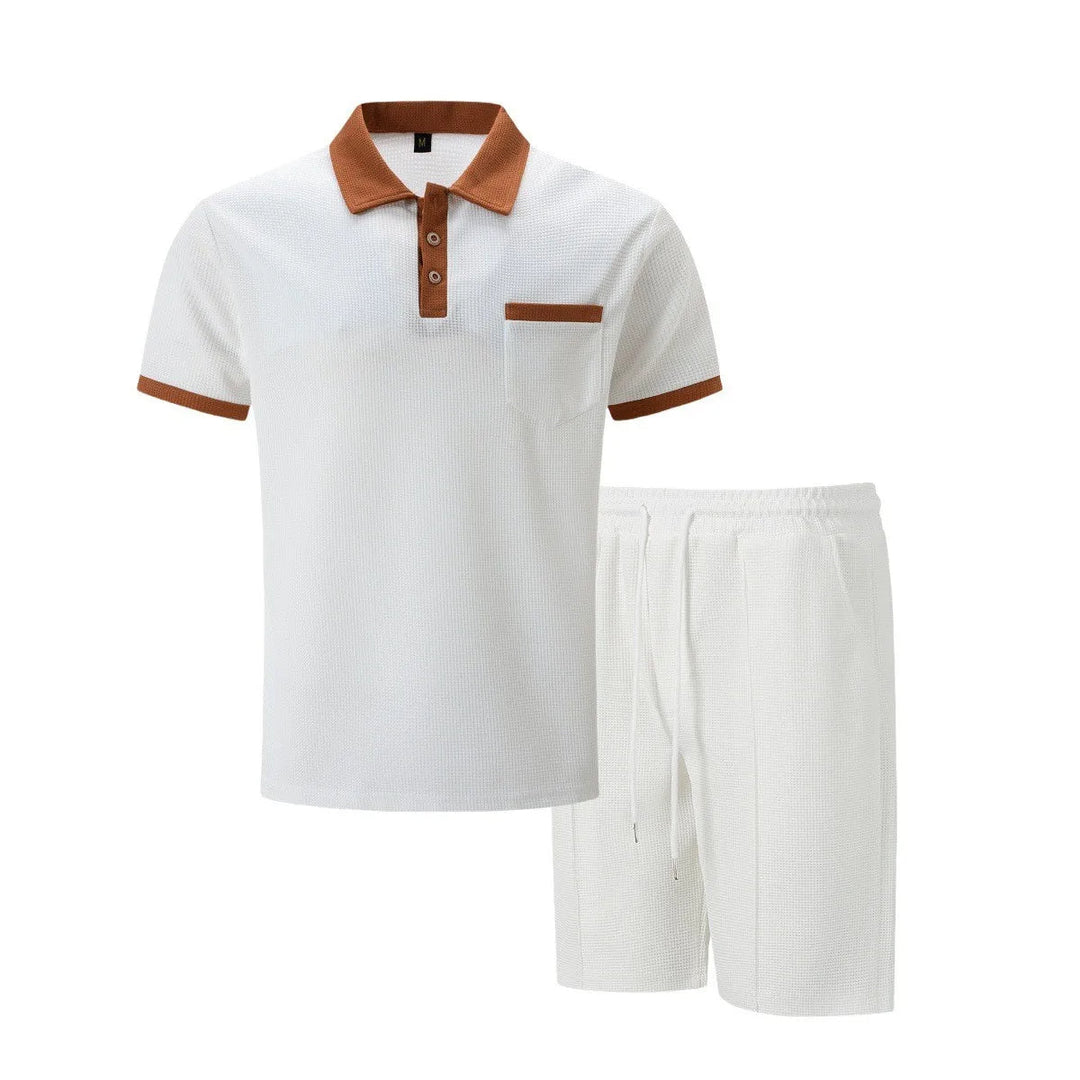 Capri bomuld sæt - vintage polo & shorts matchende til mænd