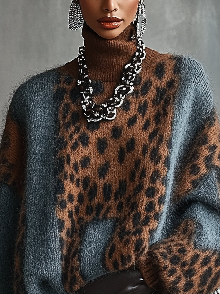 Leopard print rullekrave sweater — 3