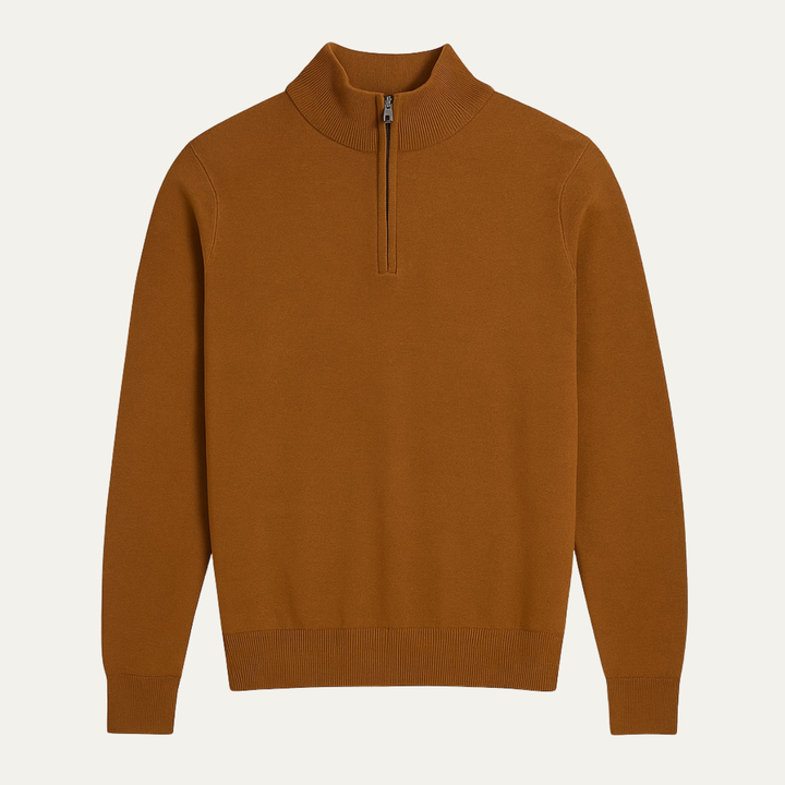 Elmwood | Herre kvart lynlås strikket Mock Neck trøje