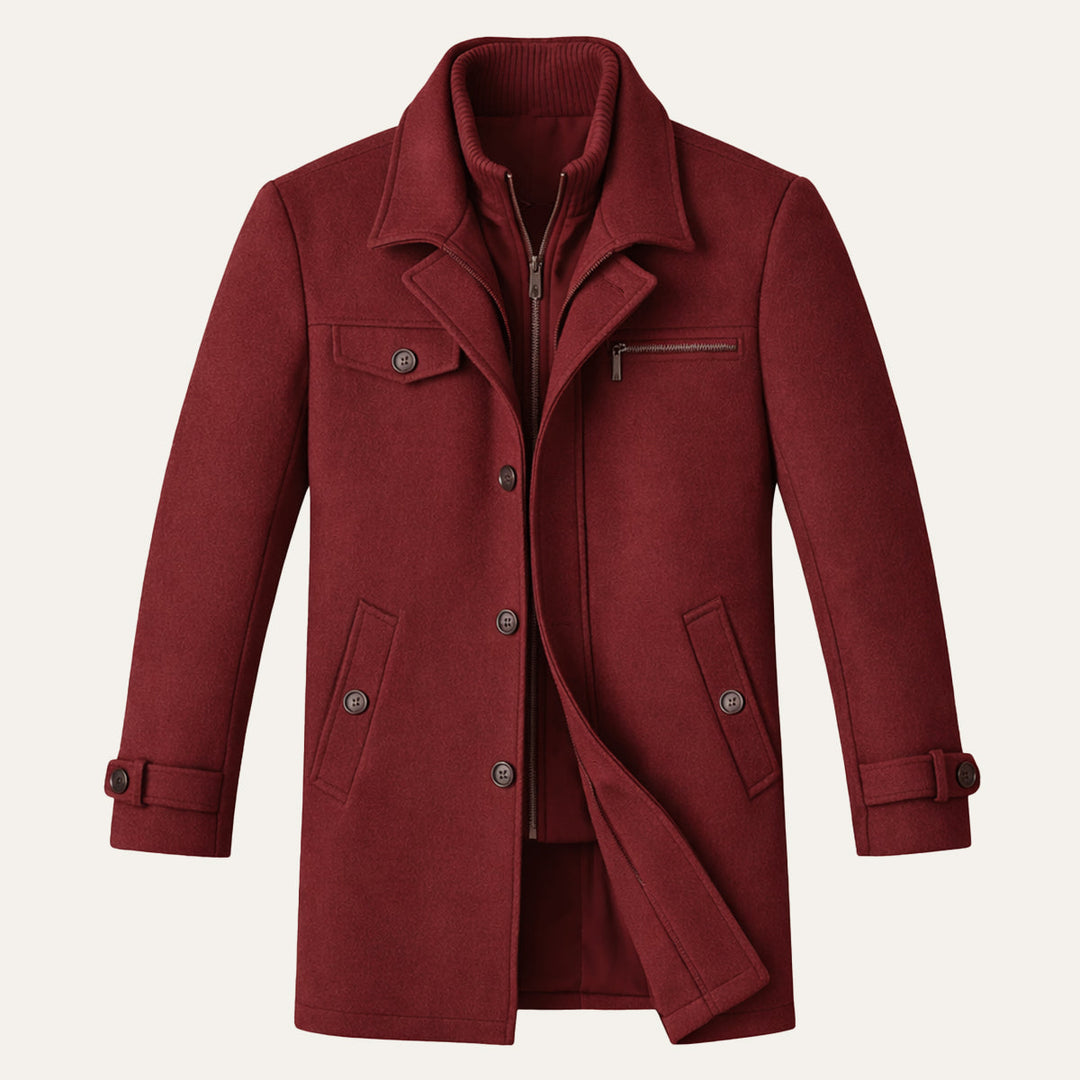 Freja Andersen | Herre stilren uldblanding jakke med Zipper and knap Closure