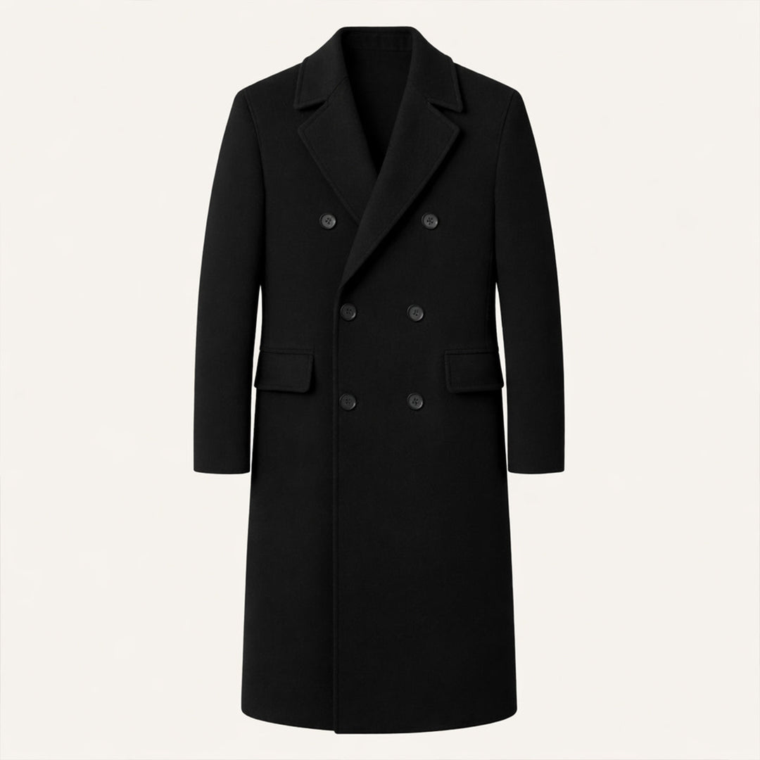 Freja Andersen | Herre Elegant lang dobbeltknappet trenchcoat