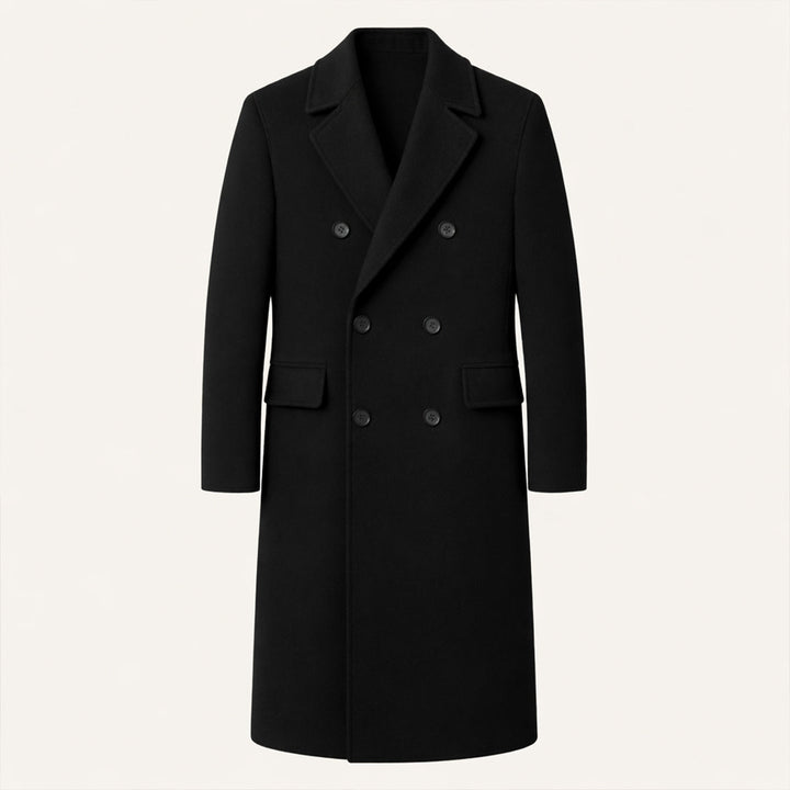 Freja Andersen | Herre Elegant lang dobbeltknappet trenchcoat