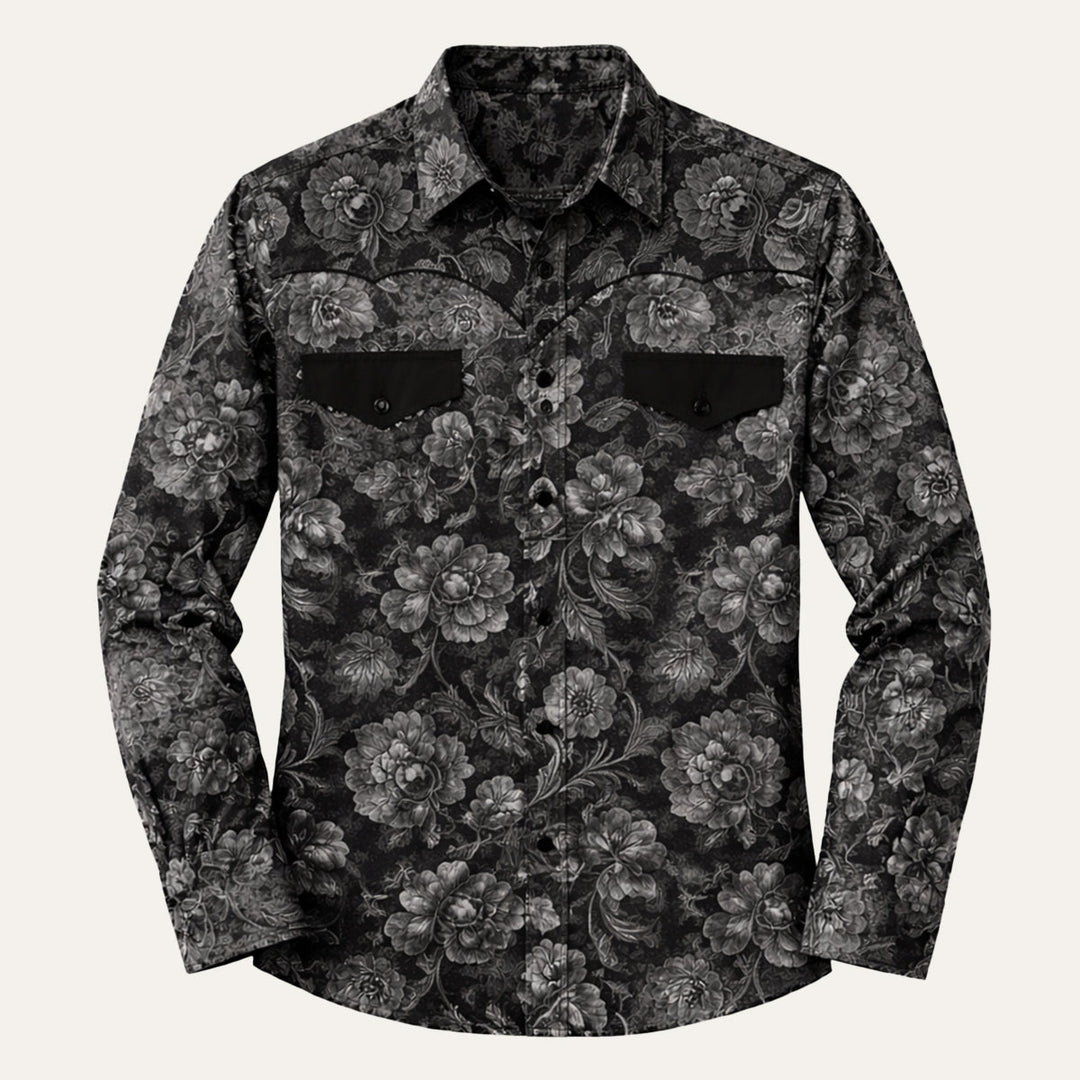 Freja Andersen | Herre Two Tone Patchwork Western blød denim skjorte