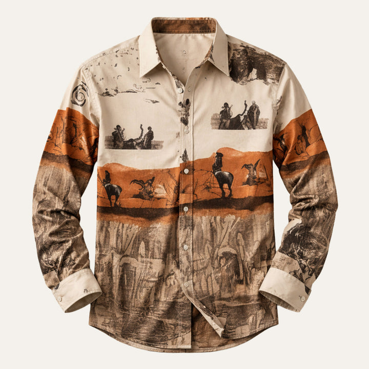 Freja Andersen | Herre Two-Tone Patchwork Western trendy denim skjorte