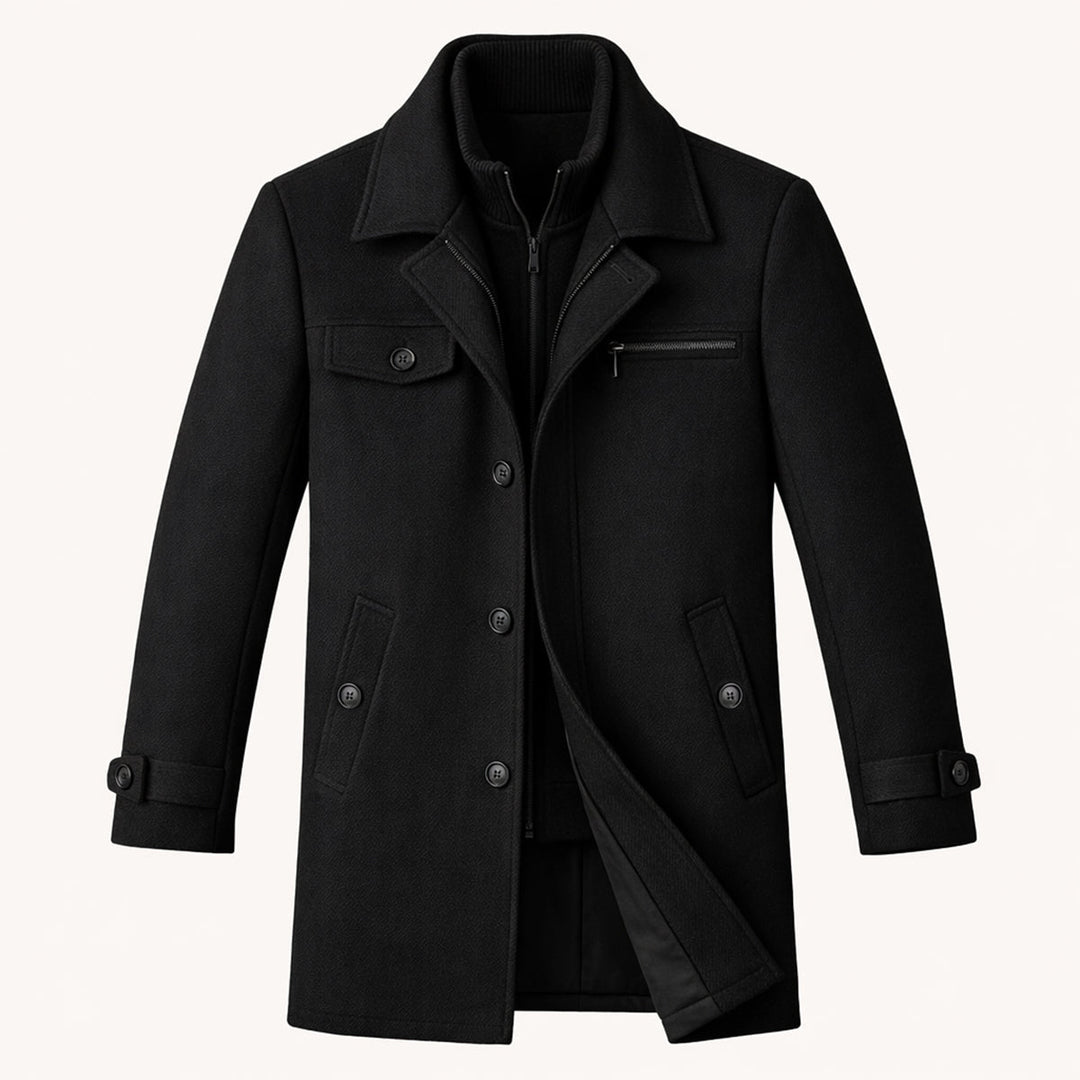 Freja Andersen | Herre stilren uldblanding jakke med Zipper and knap Closure