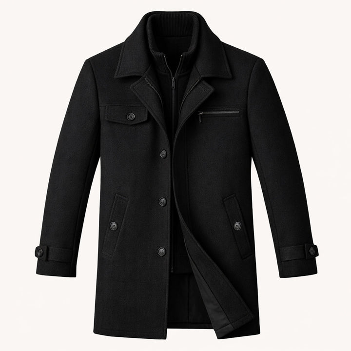 Freja Andersen | Herre stilren uldblanding jakke med Zipper and knap Closure