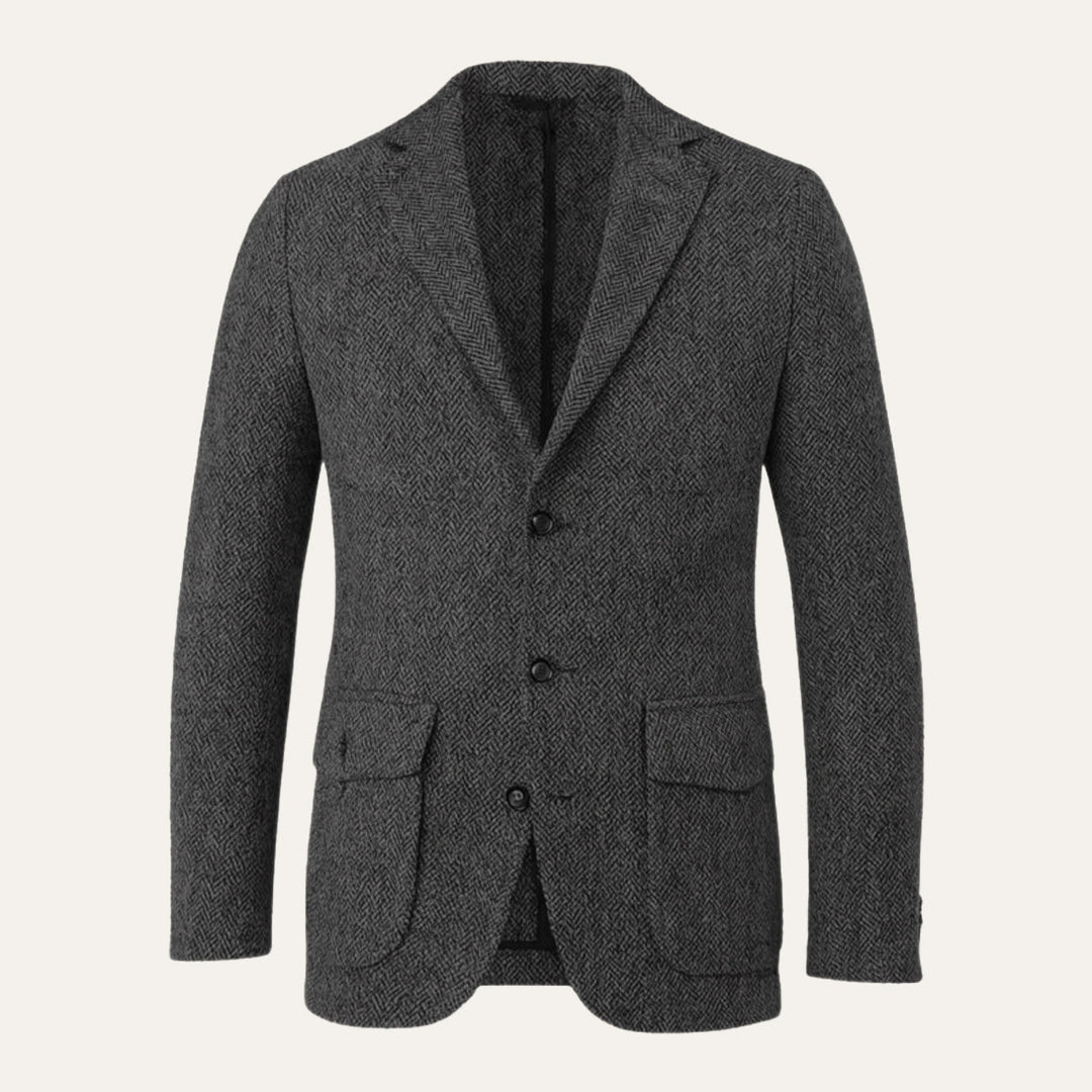 Freja Andersen | Herre enkeltknappet uld sildeben tweed blazer
