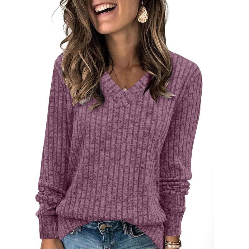 EVELYN™ | Kvinder V-hals Oversized let striktrøje — 1