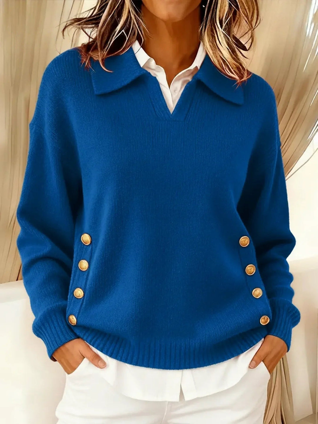 Vynette™ | V-hals sweater med krave — 4