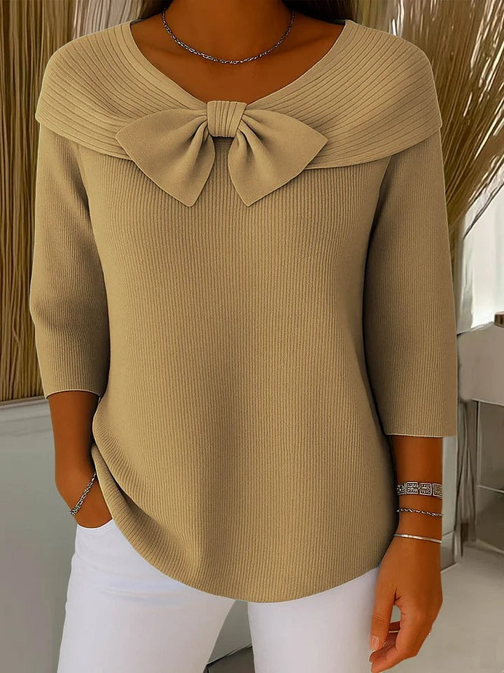 Tivella™ | Sweater med sløjfe og rund halsudskæring — 3