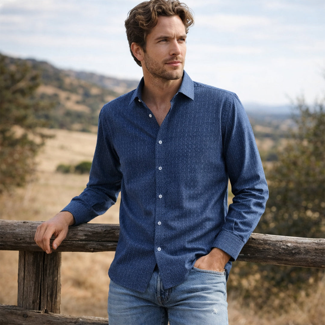 Ashwood Park herre Two Tone Patchwork Western vintage denim skjorte