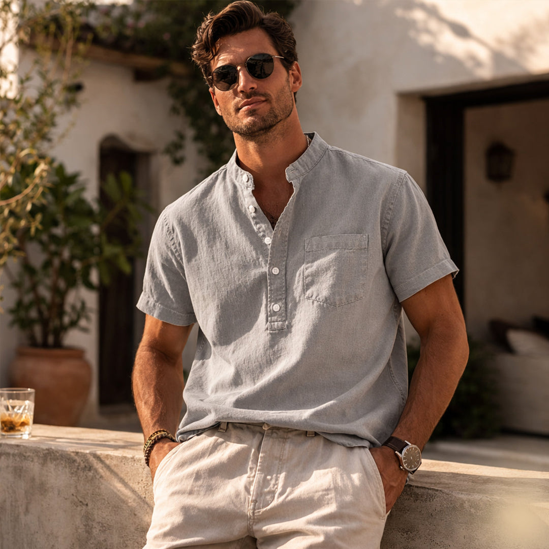 Piccadilly | Herre blød sommer Basic skjorte med Chest Pocket