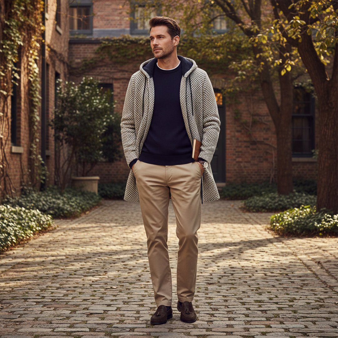 Copenhagen med hætte strik cardigan - herre Longline afslappet frakke