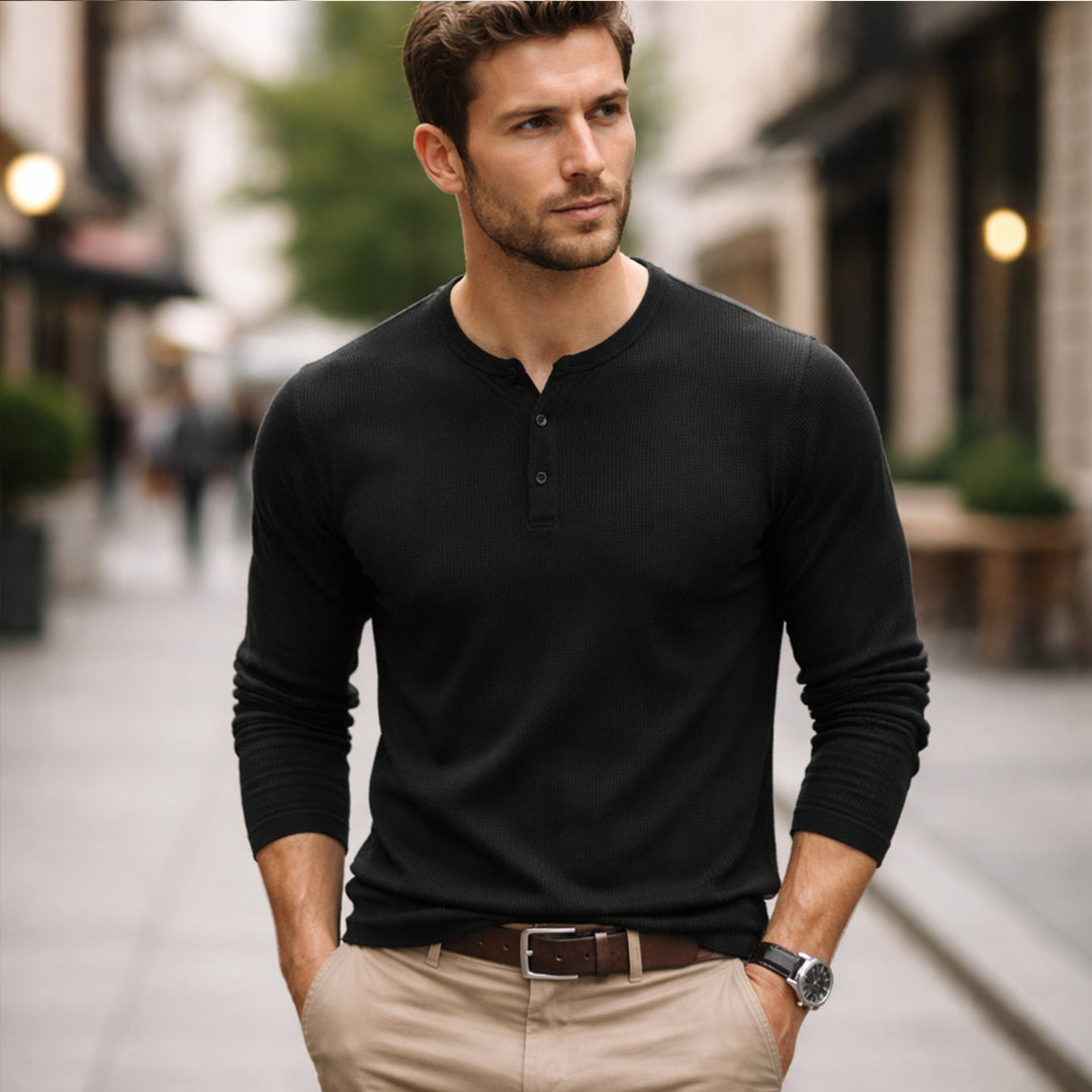 Pinecrest Creek herre afslappet Waffle Henley Thermal skjorte