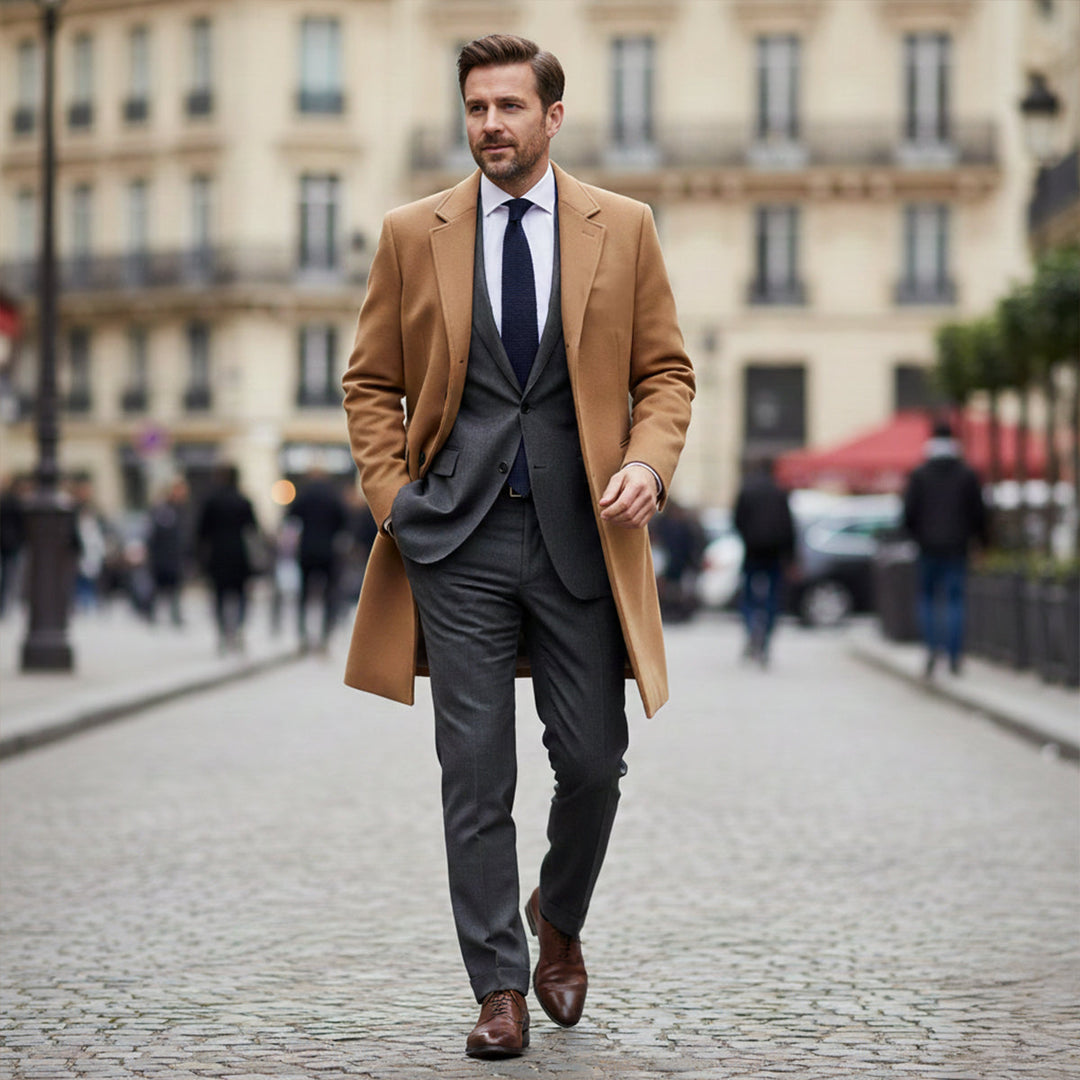 Freja Andersen | Herre Elegant klassisk uld vinter Overcoat