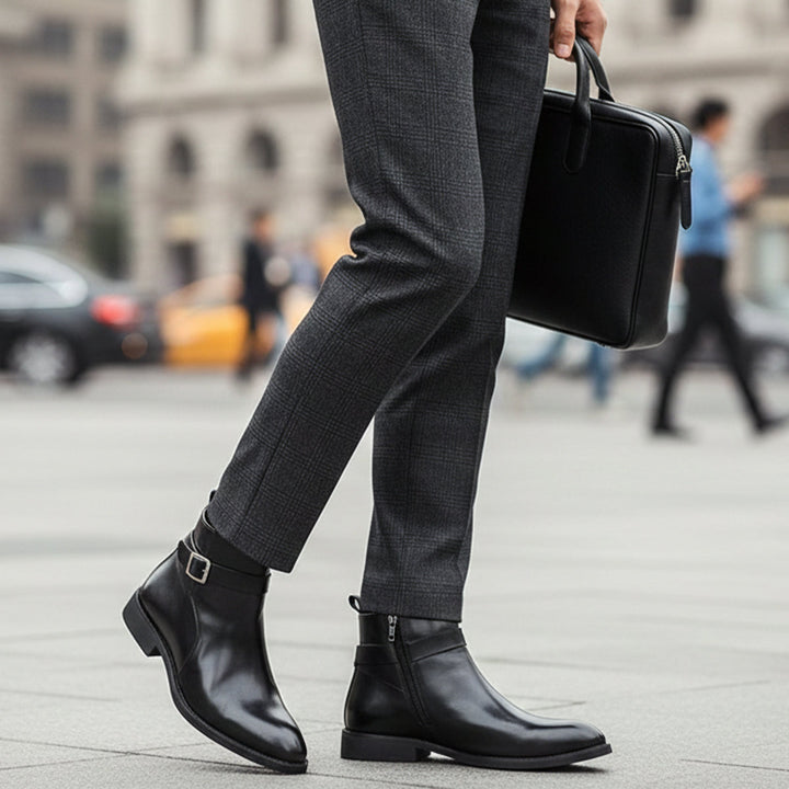 Franciacorta | Herre læder Ankle støvler med Side Zip & Non Slip Sole