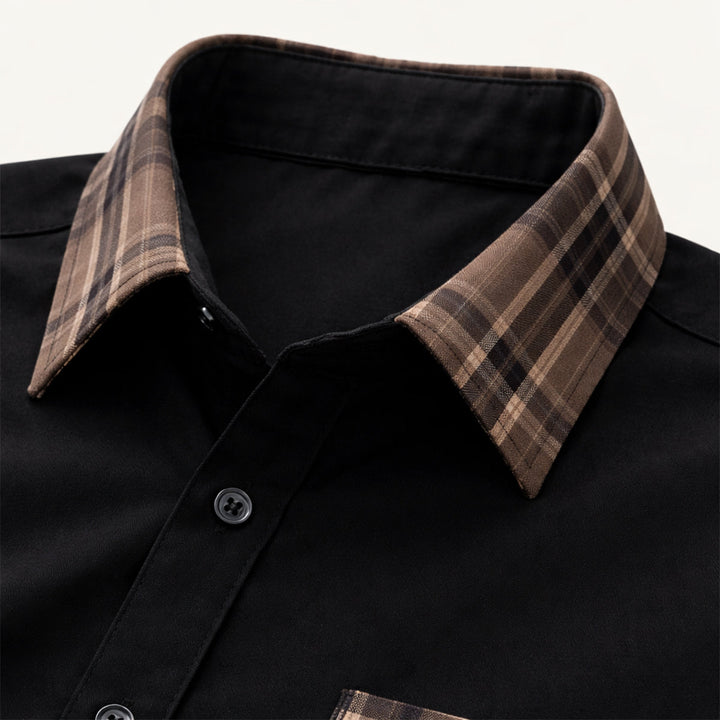 Freja Andersen | Herre afslappet knaplukning kjole med Plaid krave & Cuffs