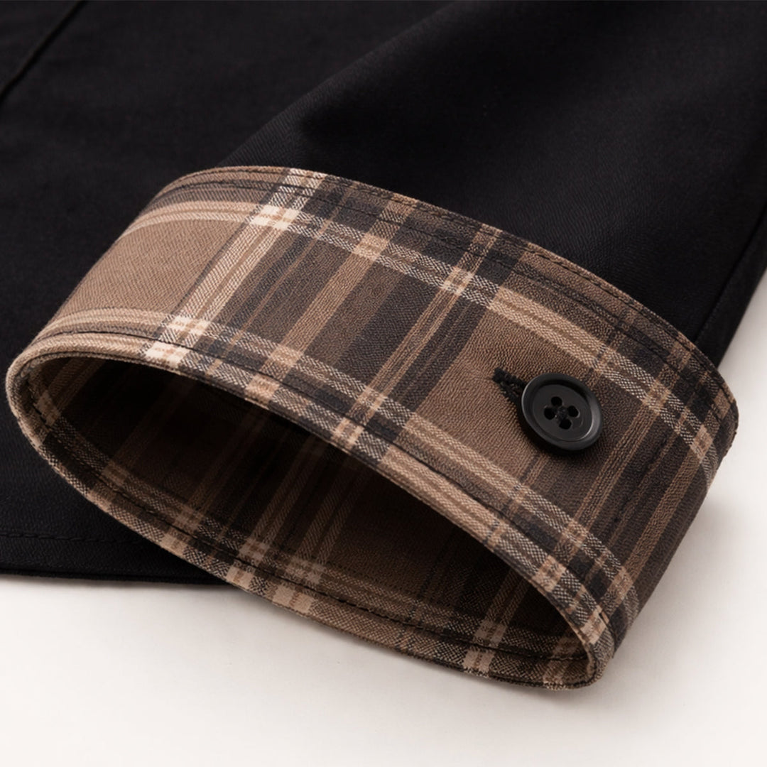 Freja Andersen | Herre afslappet knaplukning kjole med Plaid krave & Cuffs