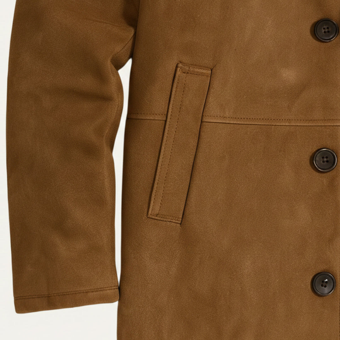 Ashen Shearling frakke - herre klassisk vinter Overcoat