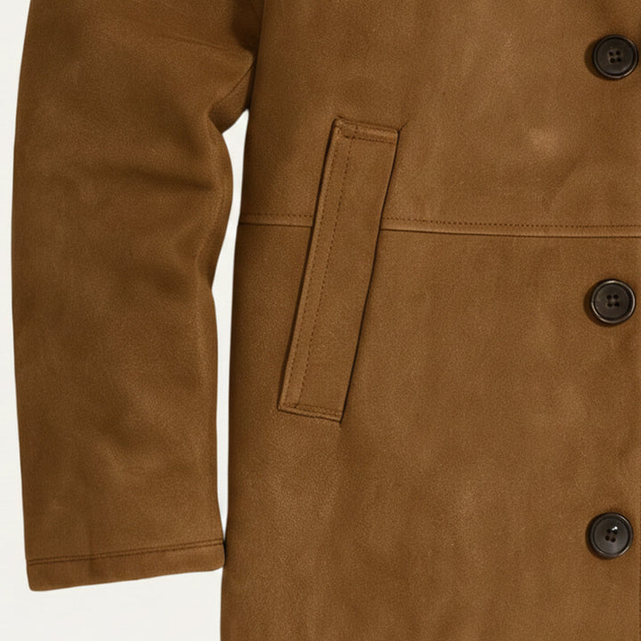 Ashen Shearling frakke - herre klassisk vinter Overcoat