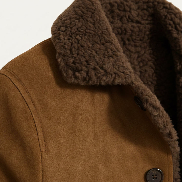 Ashen Shearling frakke - herre klassisk vinter Overcoat