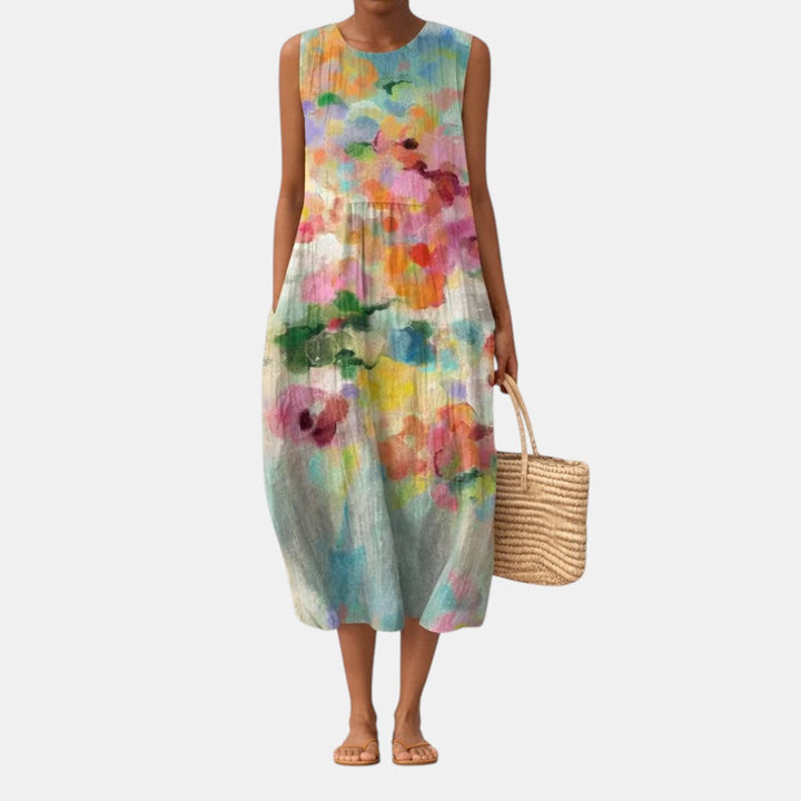 Carla™ | Elegant flerfarvet midi-kjole – billede 2