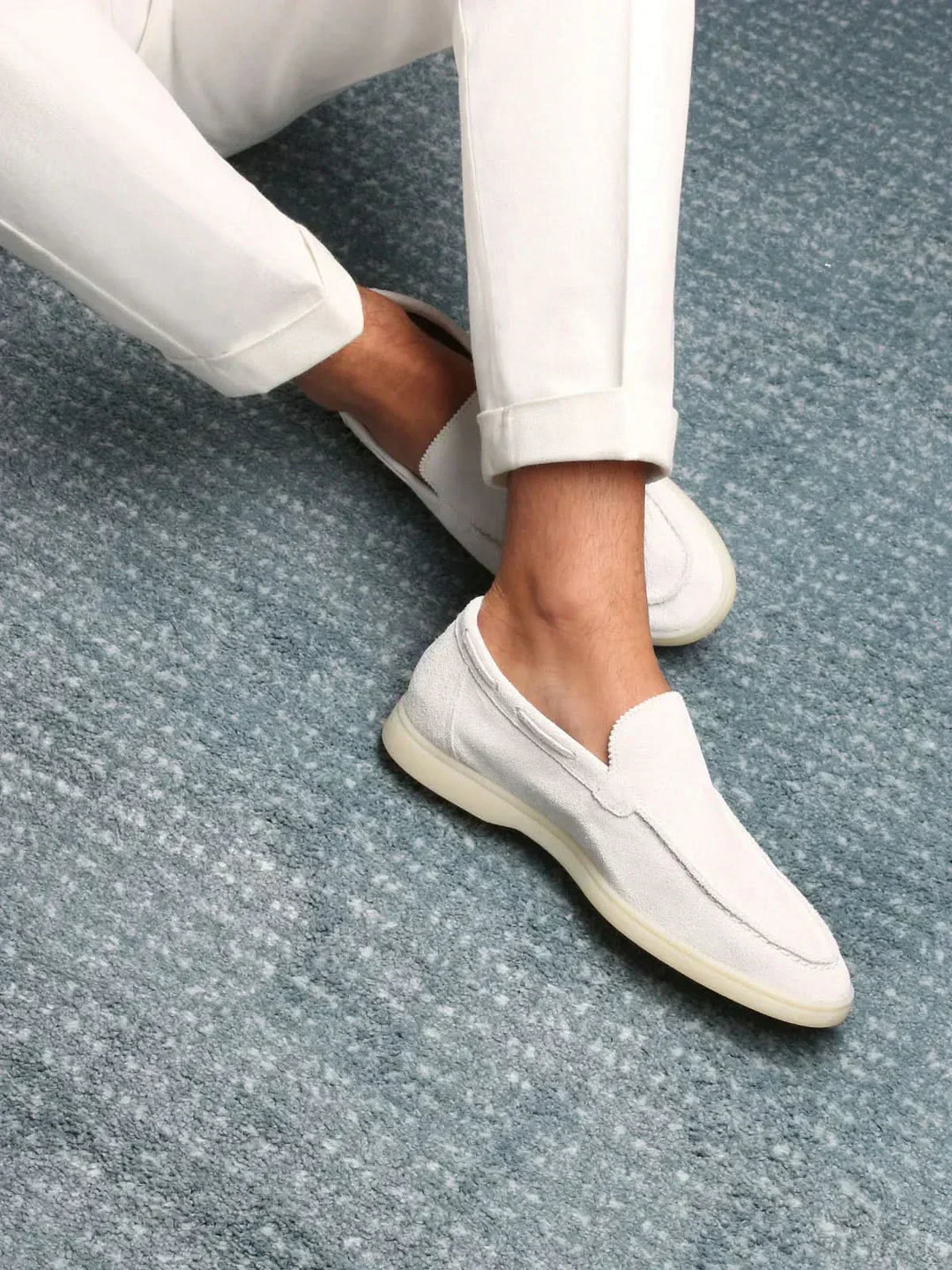 klassisk Suède Loafer Pearl hvid