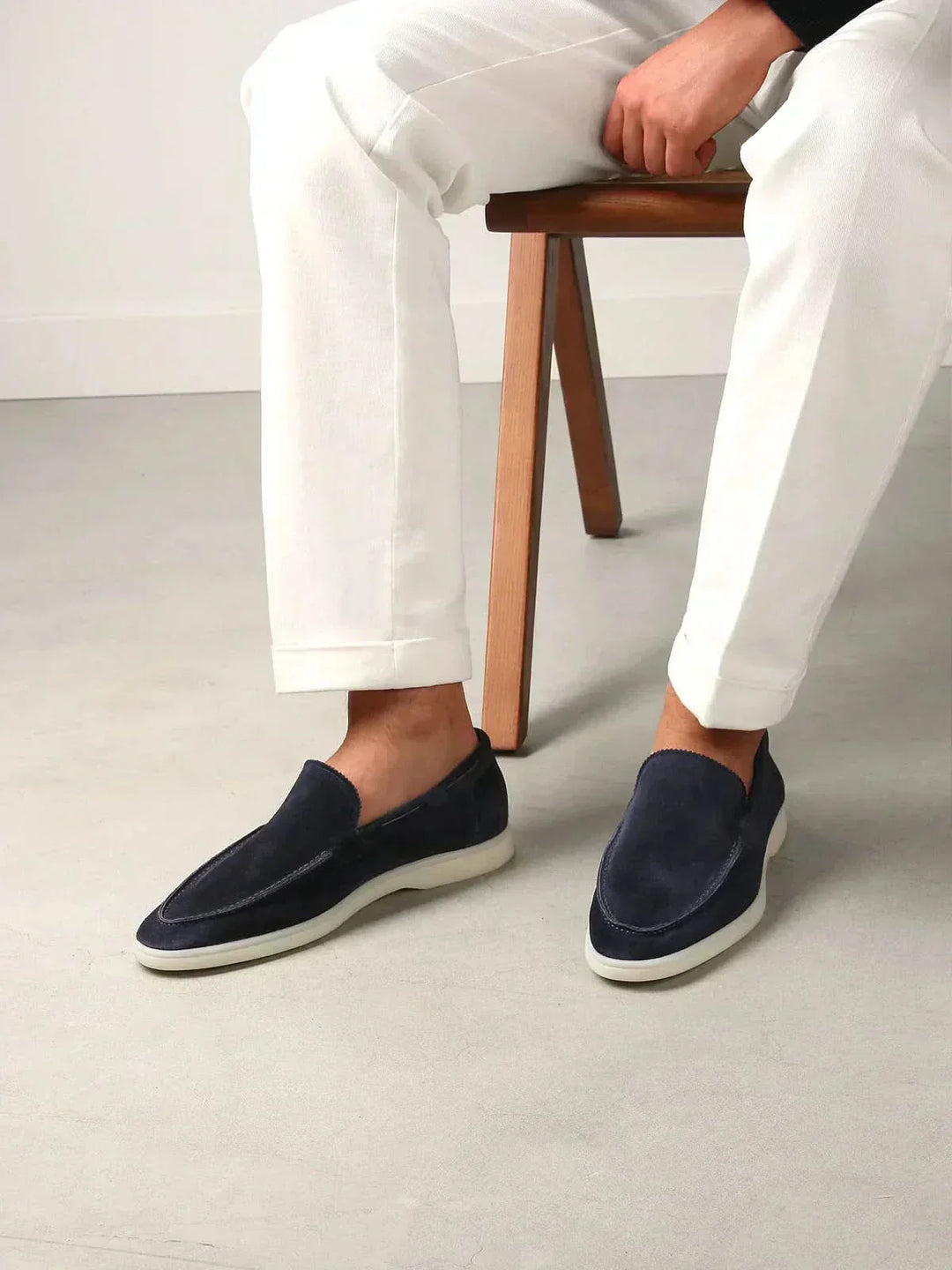 klassisk Suède Loafer marineblå
