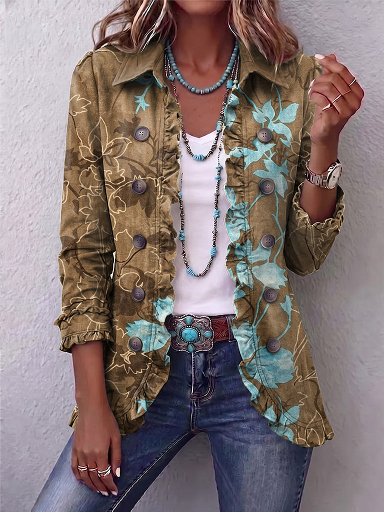 Sundara™ | Boho Gradient Vintage Floral Flæsejakke — 1