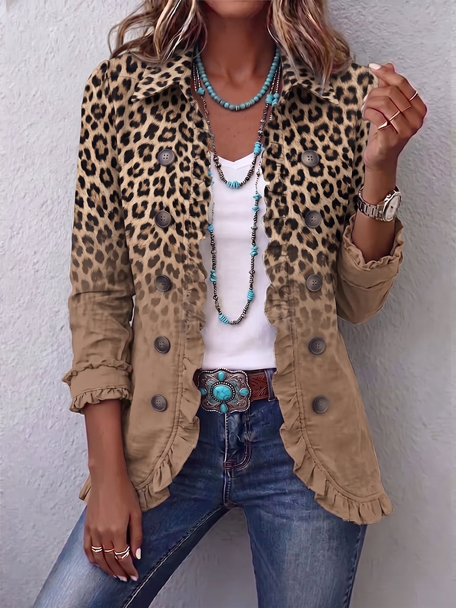 Tawny™ | Vintage Leopard Gradient Flæsejakke — 1