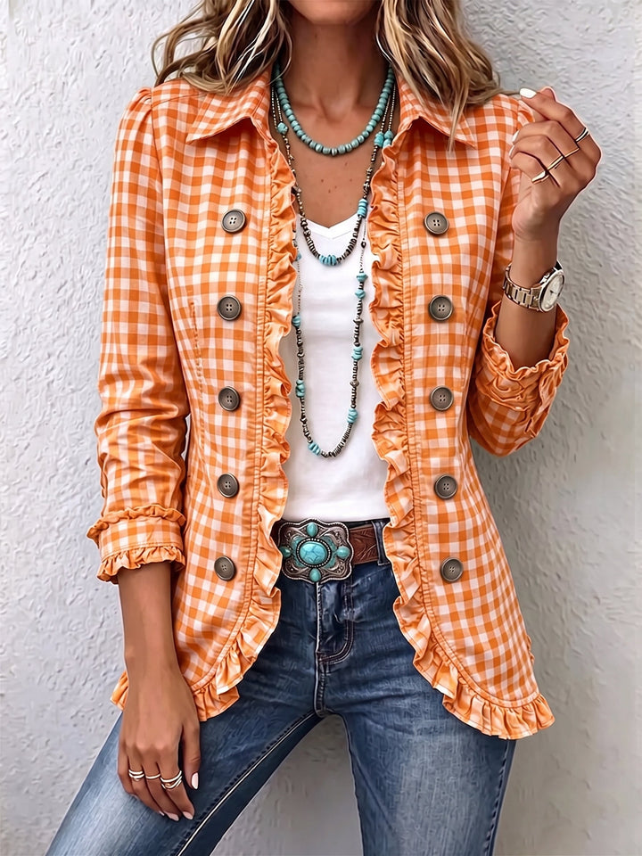 Charlene™ | Gingham flæser Button-Down jakke — 2