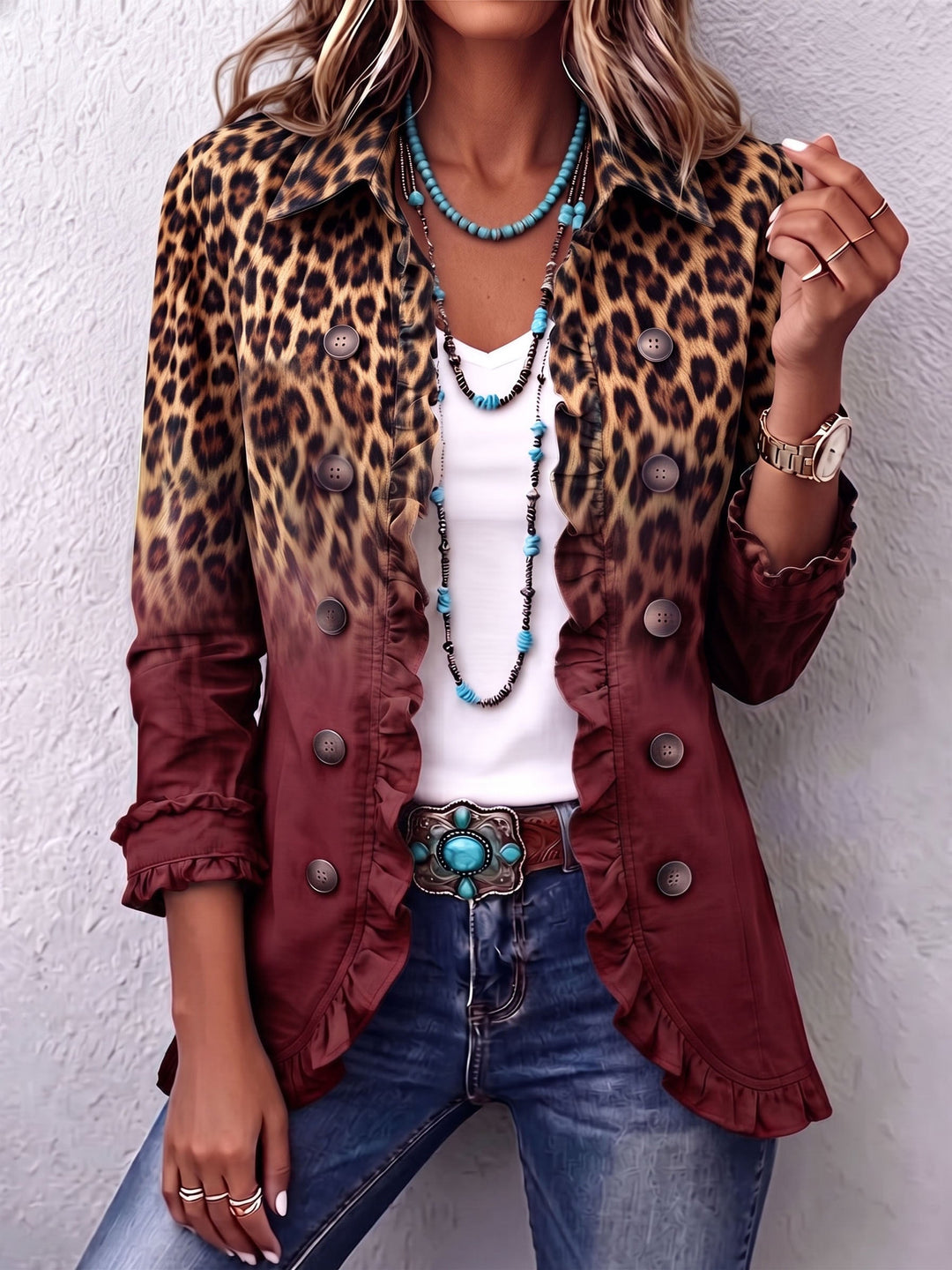 Elspeth™ | Leopard Ombre flæse blazerjakke — 5