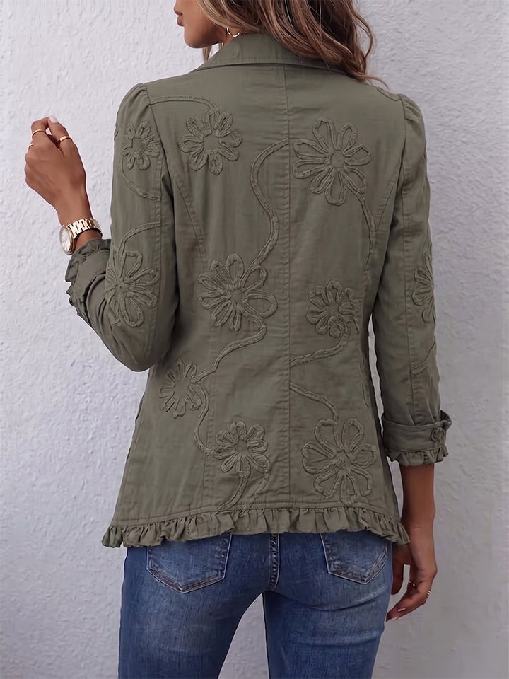 Kamberly™ | Boho-Chic blomsterbroderet jakke med flæser — 2