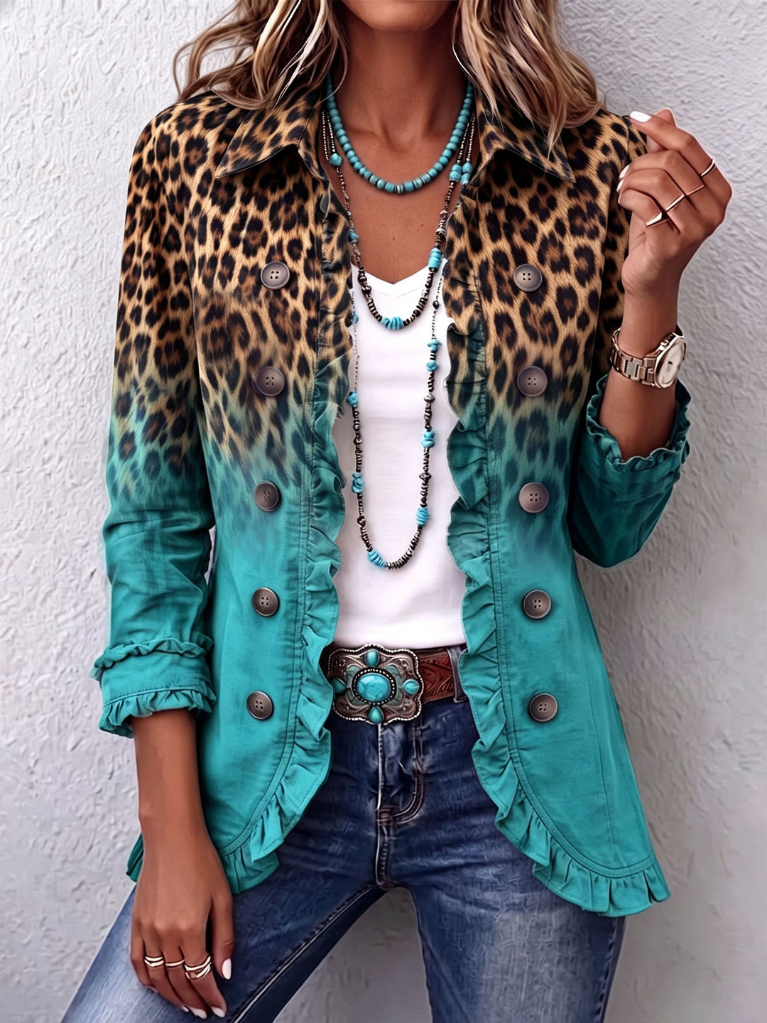 Elspeth™ | Leopard Ombre flæse blazerjakke — 1