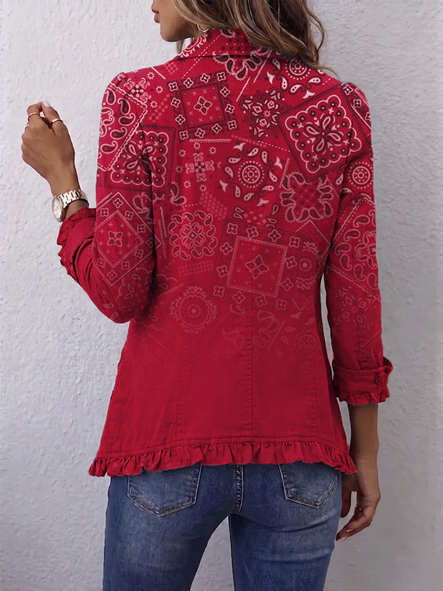 Criselle™ | Bohemian Paisley Ombré print flæsede jakke — 2
