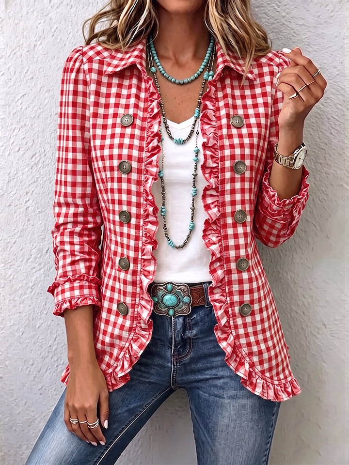 Charlene™ | Gingham flæser Button-Down jakke — 3