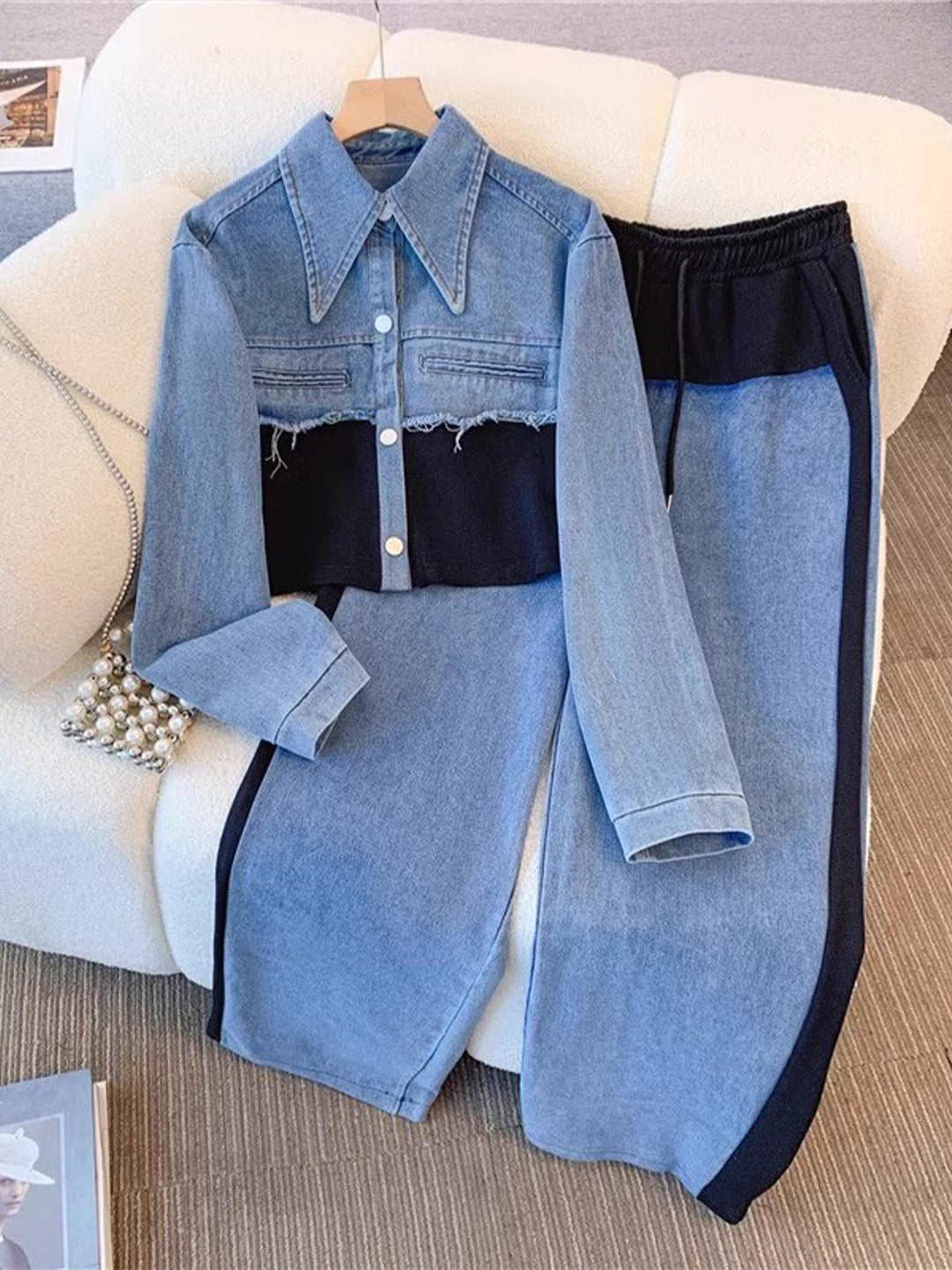 Holbrook™ | Color-Block cropped jakke & wide-leg bukser sæt — 1