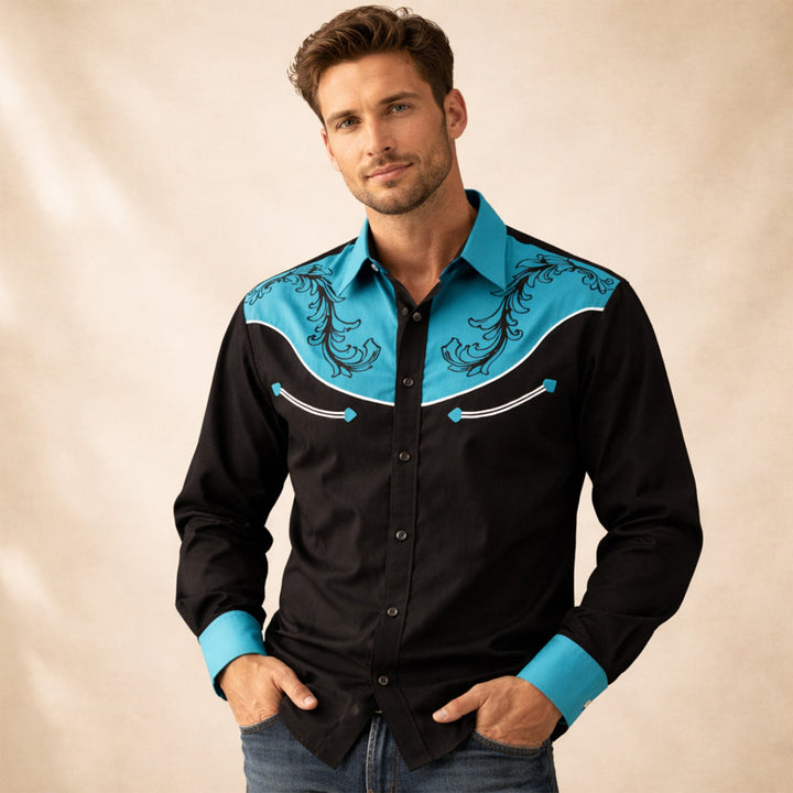Briarstone Park herre Two Tone Patchwork Western let denim skjorte