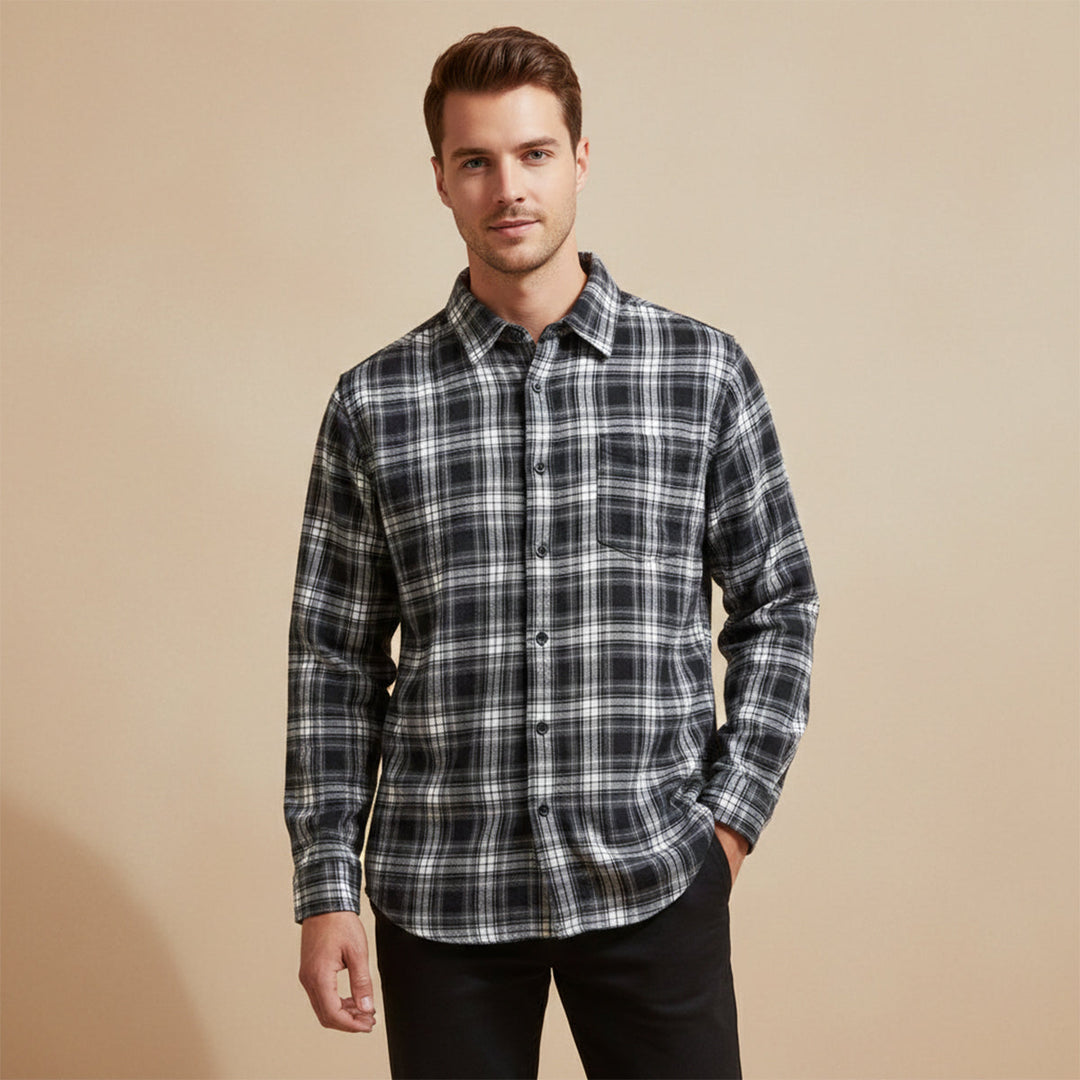 Freja Andersen | Herre løs pasform afslappet Retro Plaid skjorte