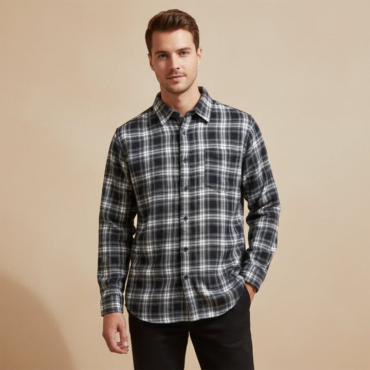 Freja Andersen | Herre løs pasform afslappet Retro Plaid skjorte