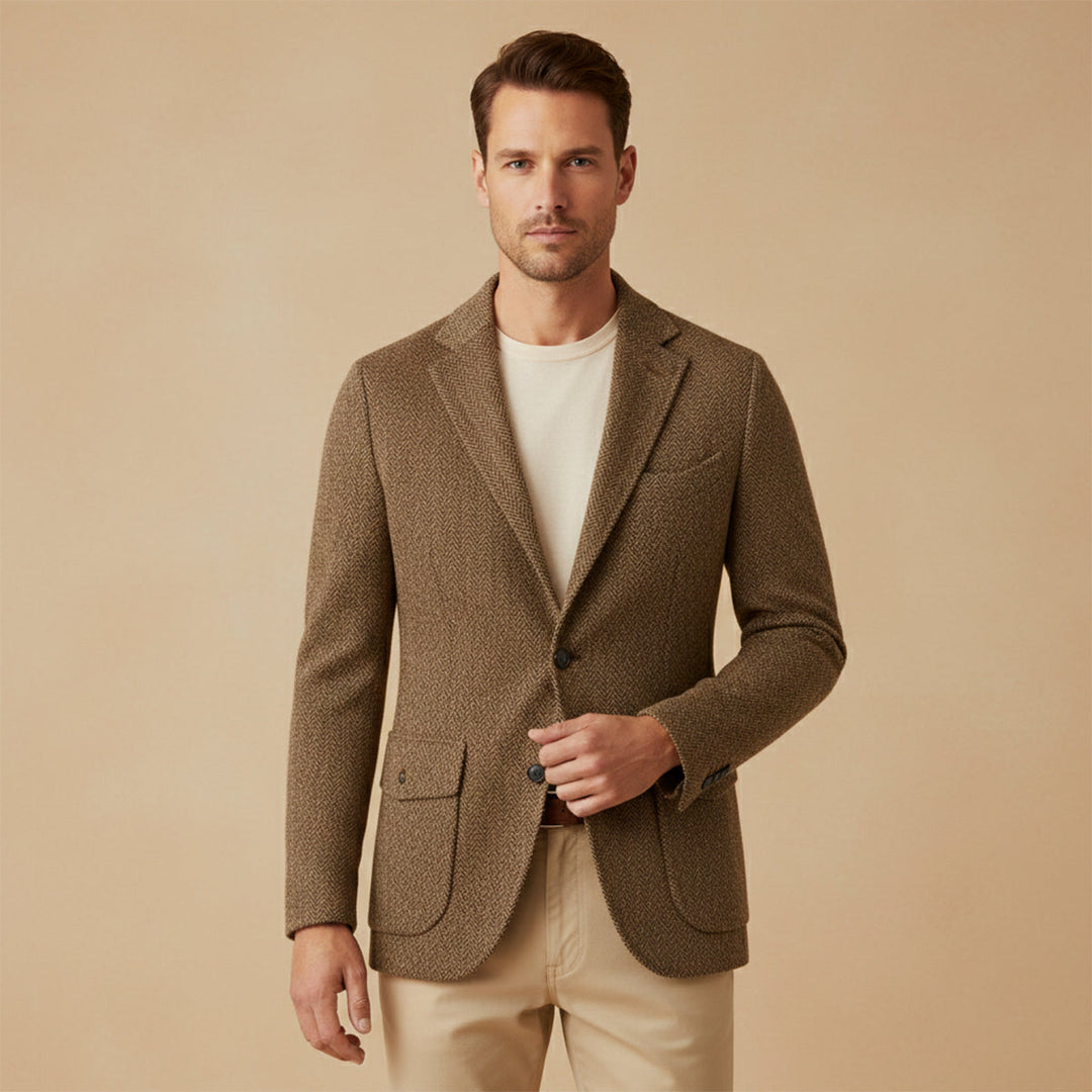Freja Andersen | Herre enkeltknappet uld sildeben tweed blazer